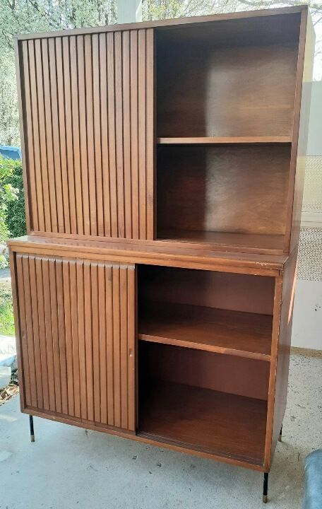 Midcentury wood Hutch door open